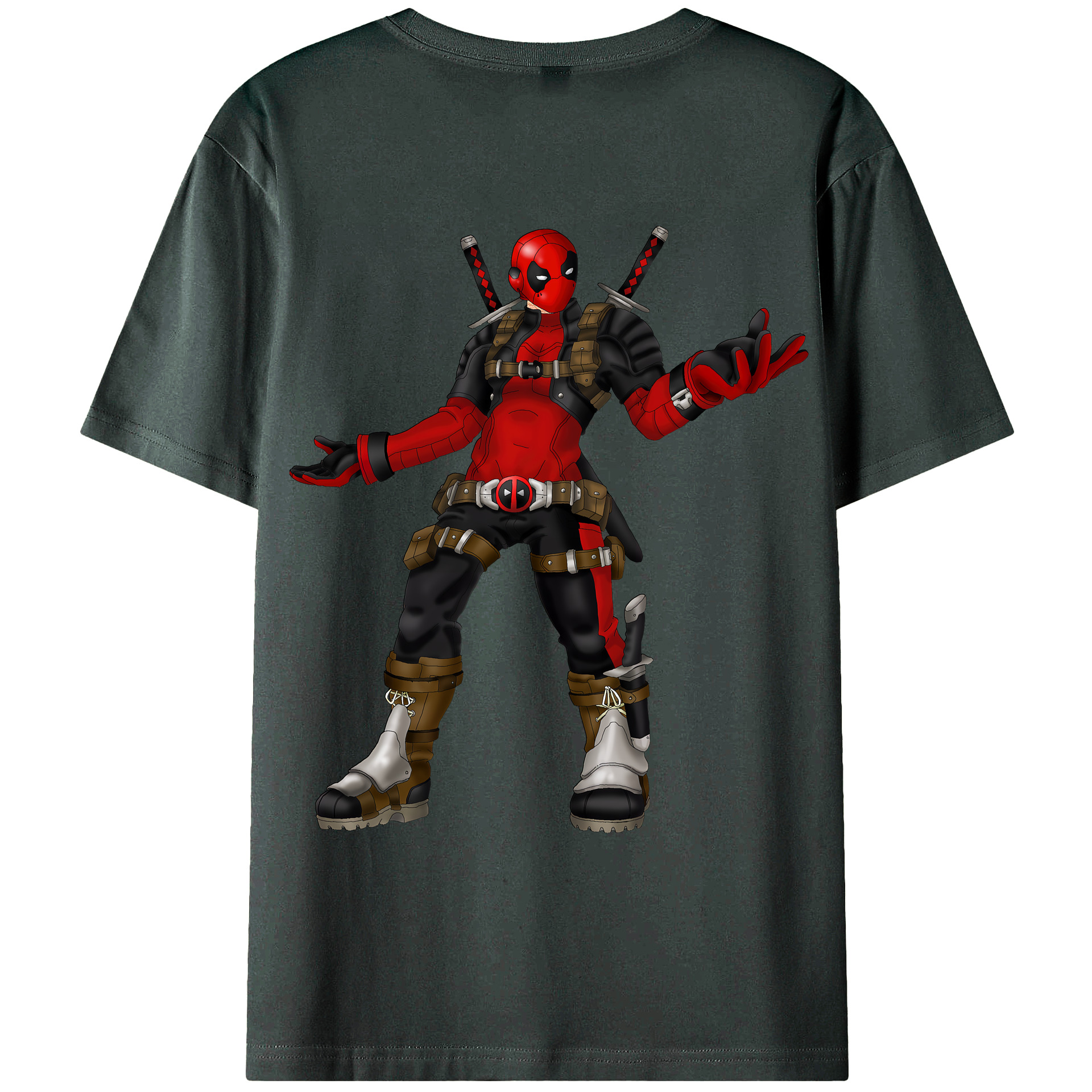 （画像用） Deadpool デッドプール 綿100％ メンズ半袖Tシャツ（バックプリント） 通気性